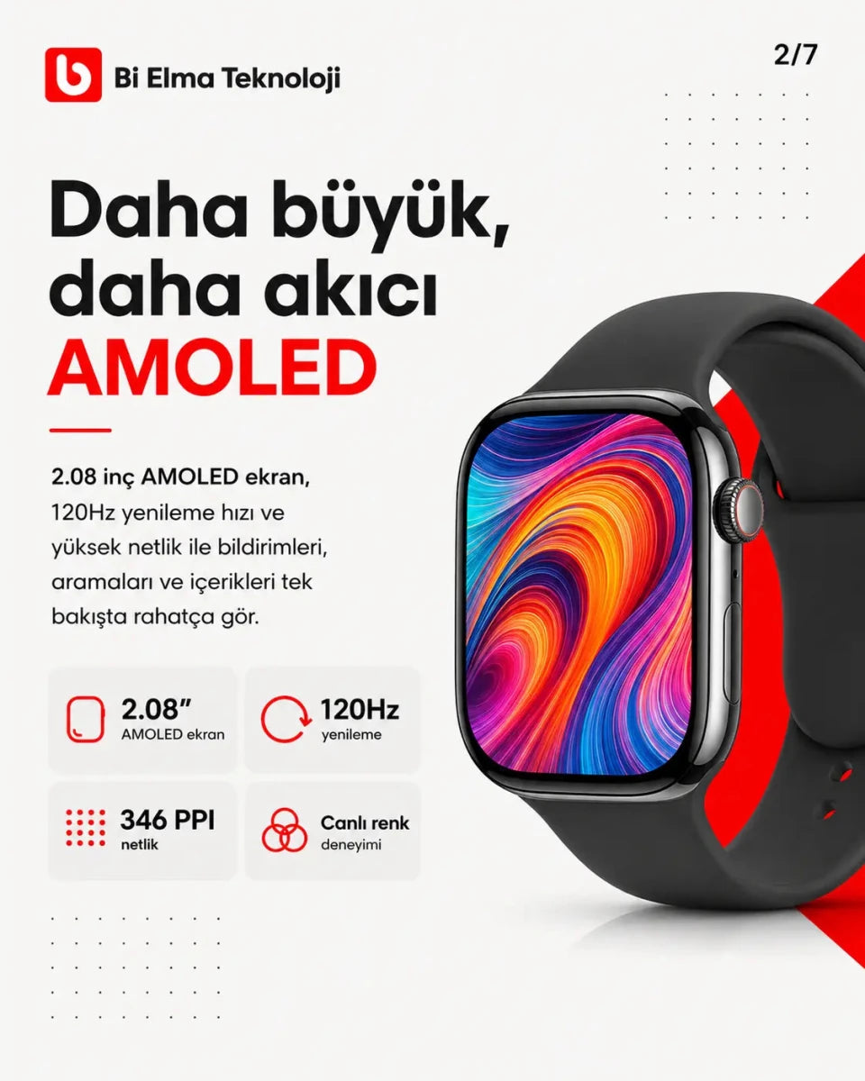 Watch 26 Pro Max Akıllı Saat - AMOLED, IP68 Suya Dayanıklı - Bi Elma