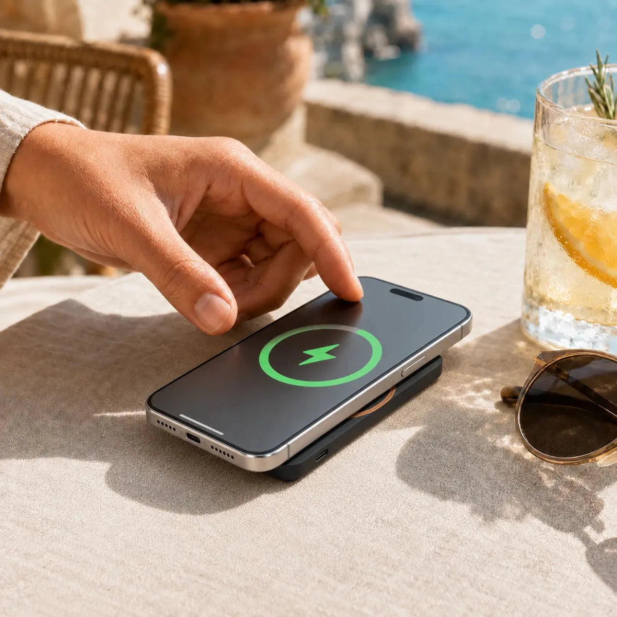 Telefon ve Akıllı Saat Uyumlu Powerbank 15W Kablosuz Şarj - Bi Elma