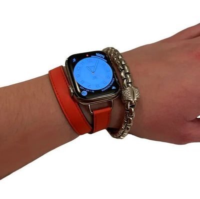 Deri Double Tour Akıllı Saat Kordonu - Bi Elma