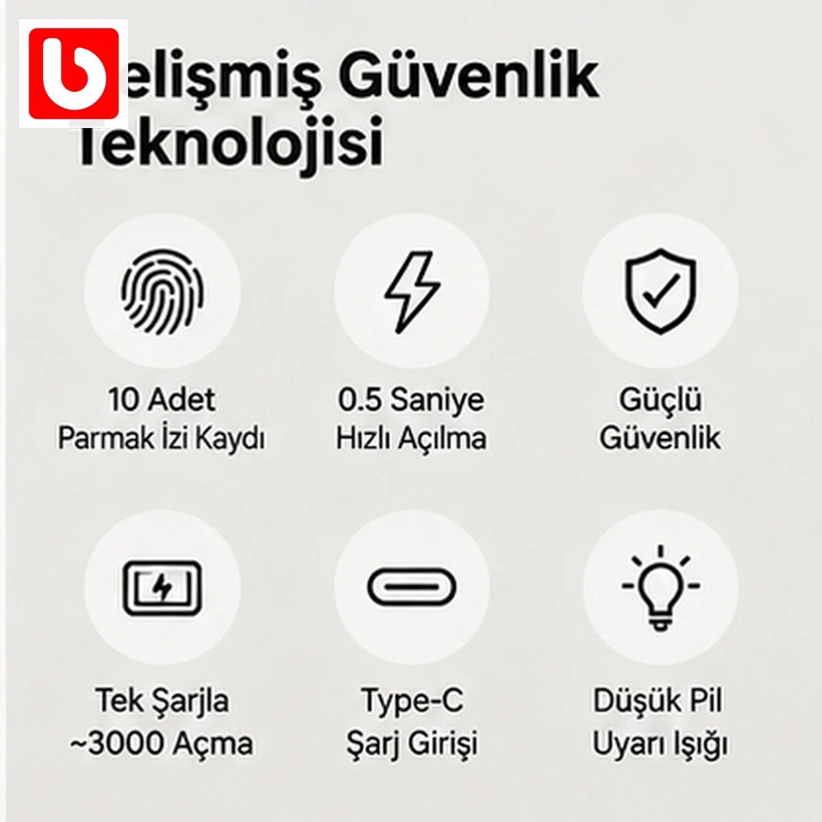 Akıllı Parmak İzi Kilitli Deri El Çantası - Bi Elma