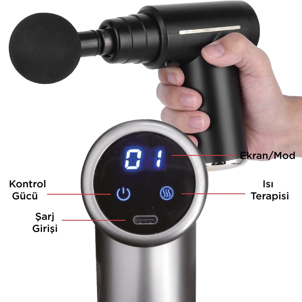 Isı & Soğuk Kompresli Masaj Aleti, 6 Başlık, Titreşim & LED Ekran - Bi Elma