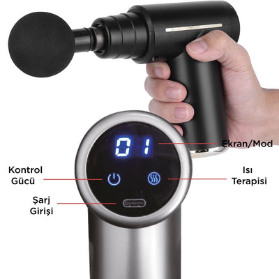 Isı & Soğuk Kompresli Masaj Aleti, 6 Başlık, Titreşim & LED Ekran - Bi Elma