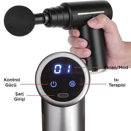 Isı & Soğuk Kompresli Masaj Aleti, 6 Başlık, Titreşim & LED Ekran - Bi Elma