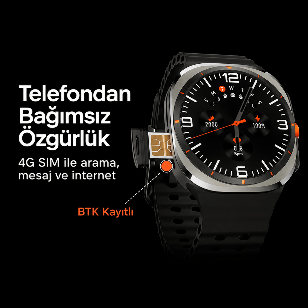 4G Kameralı Ultra X1 Pro Akıllı Saat – SIM Kartlı, AMOLED, 3GB+32GB, BTK Kayıtlı - Bi Elma
