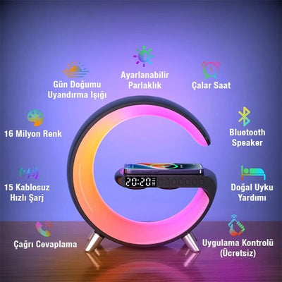 Akıllı Kablosuz Şarjlı Led Gece Lambası Rgb 15w - Bi Elma