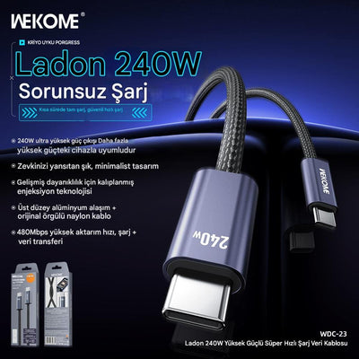 WEKOME 240W Type - C Şarj ve Veri Kablosu - Bi Elma