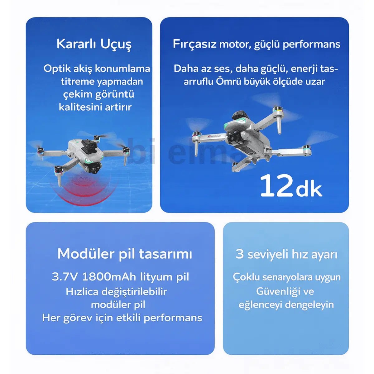 R08 4K HD Katlanabilir Drone, Çift Kameralı, Uzaktan Kumandalı Akıllı Model - Bi Elma