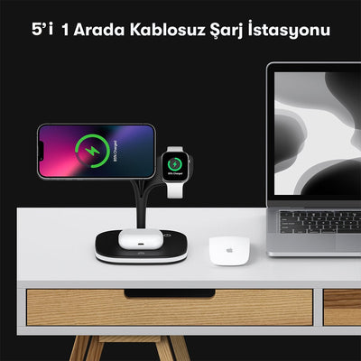 Kablosuz Şarj Masaüstü 3 in 1 Set - Bi Elma