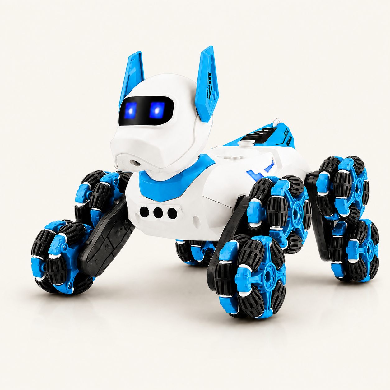 8 tekerlekli robot köpek oyuncak - kirli beyaz arka plan ürün görseli