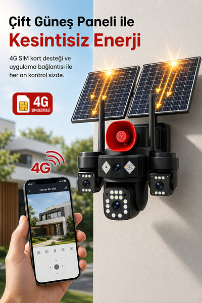 hareket algılamalı çift yönlü sesli solar güvenlik kamerası