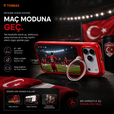 TORRAS iPhone 17 Pro Max OStand Q3 Air World Cup Türkiye MagSafe Standlı Kılıf