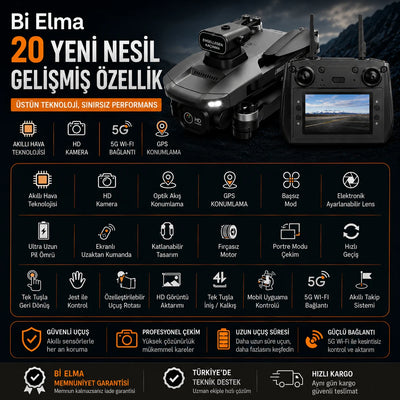 W9 Max Drone – Çift Batarya, Çift Kamera, GPS Takip, Fırçasız Motor, Engel Algılama, Ekranlı Kumanda