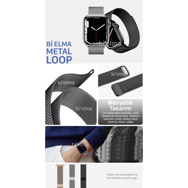 Apple%20Watch%20Uyumlu%20Metal%20Milano%20Loop%20Kordon